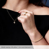 14K Gold Round Lab-Grown Diamond Bolo Bracelet - Rose Gold - view 3