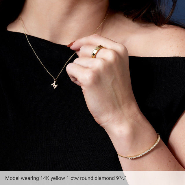 14K Gold Round Lab-Grown Diamond Bolo Bracelet - Rose Gold - view 3
