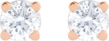 14K Gold Natural Diamond Round 4-Prong Lightweight Stud Earrings - Rose Gold - view 4