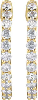 14K Gold Round Lab-Grown Diamond Inside-Outside Hoop Earrings – up to 1/2 CTW - Yellow Gold - view 7