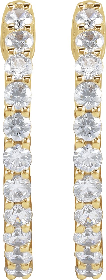 14K Gold Round Lab-Grown Diamond Inside-Outside Hoop Earrings – up to 1/2 CTW - Yellow Gold - view 7