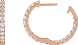 14K Gold Round Lab-Grown Diamond Inside-Outside Hoop Earrings – 1.5-3mm Stones - Rose Gold - view 9