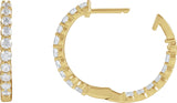 14K Gold Round Lab-Grown Diamond Inside-Outside Hoop Earrings – 1.5-3mm Stones - Yellow Gold - view 8