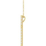 14K Gold Round Natural Diamond French-Set Cross Necklace or Pendant - Yellow Gold - view 6