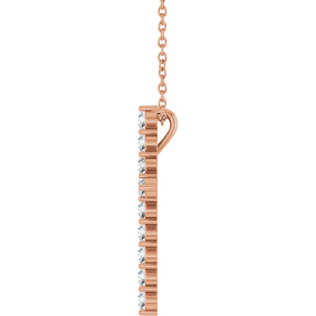 14K Gold Round Natural Diamond Accented Cross Necklace or Pendant – up to 1/6 CTW - Rose Gold - view 6