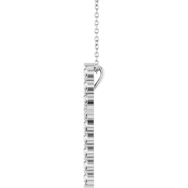 Platinum Round Natural Diamond Accented Cross Necklace or Pendant – up to 1/6 CTW - view 6