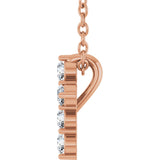 14K Gold Round Lab-Grown Diamond Accented Cross Necklace or Pendant – 1.8-2.4mm Stones - Rose Gold - view 7