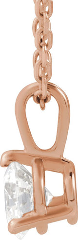 14K Gold Round Lab-Grown Diamond Solitaire Necklace or Pendant - Rose Gold - view 4