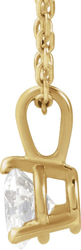 14K Gold Round Natural Diamond Solitaire Necklace or Pendant - Yellow Gold - view 4
