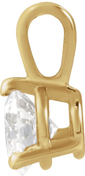 14K Gold Round Natural Diamond Solitaire Necklace or Pendant - Yellow Gold - view 4