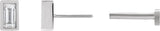 14K Gold Natural Diamond Straight Baguette Bezel-Set Stud Earrings – 2.5x1.5mm - White Gold - view 6