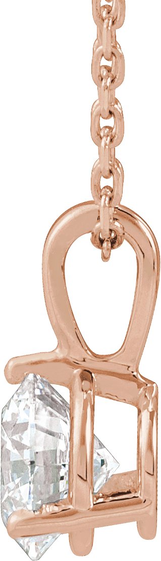 14K Gold Round Natural Diamond Solitaire Necklace or Pendant - Rose Gold - view 4