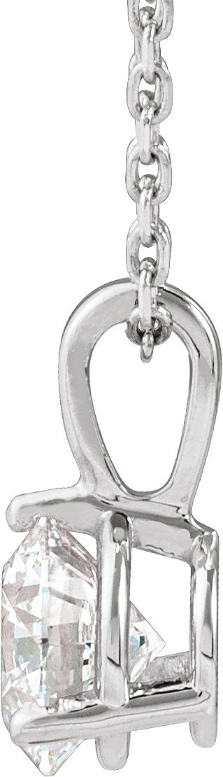 14K Gold Round Lab-Grown Diamond Solitaire Necklace or Pendant - White Gold - view 4