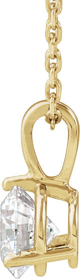 14K Gold Round Lab-Grown Diamond Solitaire Necklace or Pendant - Yellow Gold - view 4