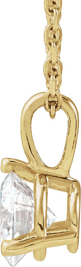 14K Gold Round Natural Diamond Solitaire Necklace or Pendant - Yellow Gold - view 4