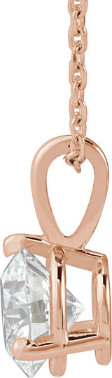 14K Gold Round Natural Diamond Solitaire Necklace or Pendant - Rose Gold - view 4