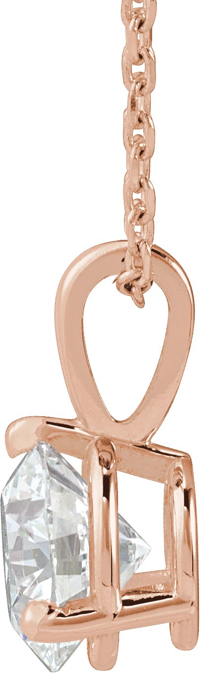 14K Gold Round Natural Diamond Solitaire Necklace or Pendant - Rose Gold - view 4