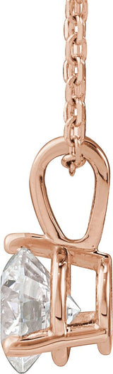 14K Gold Round Natural Diamond Solitaire Necklace or Pendant - Rose Gold - view 4