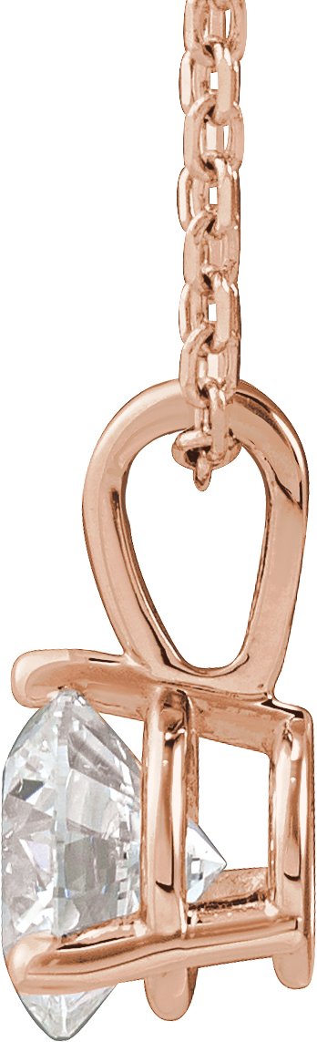 14K Gold Round Lab-Grown Diamond Solitaire Necklace or Pendant - Rose Gold - view 4
