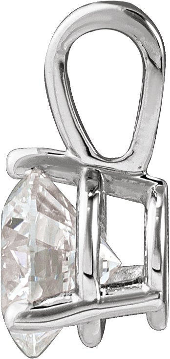 Platinum Round Lab-Grown Moissanite Solitaire Necklace or Pendant II - view 5