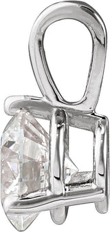 14K Gold Round Lab-Grown Moissanite Solitaire Necklace or Pendant II - White Gold - view 4