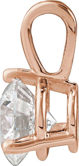 14K Gold Round Lab-Grown Moissanite Solitaire Necklace or Pendant II - Rose Gold - view 5