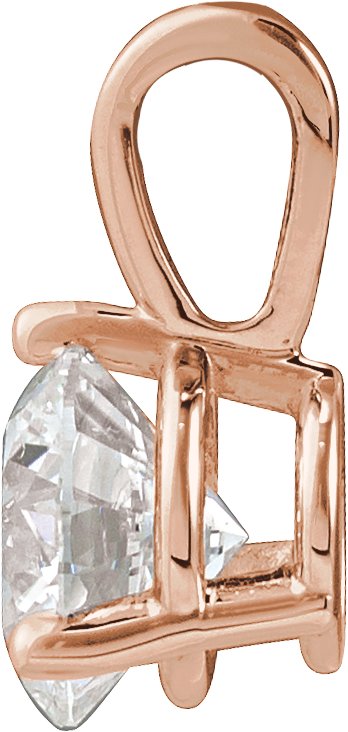 14K Gold Round Lab-Grown Moissanite Solitaire Necklace or Pendant II - Rose Gold - view 5