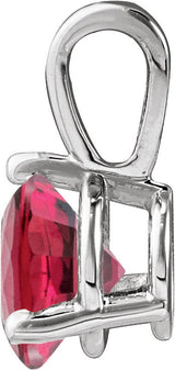 14K Gold Round Lab-Grown Ruby Solitaire Necklace or Pendant IV - White Gold - view 4