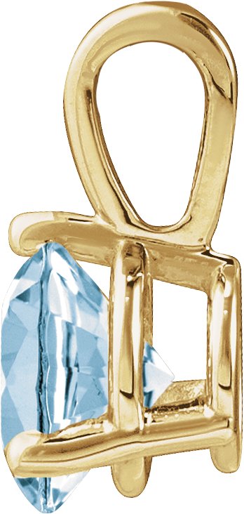 14K Gold Round Lab-Grown Aqua Sapphire Solitaire Necklace or Pendant - Yellow Gold - view 4