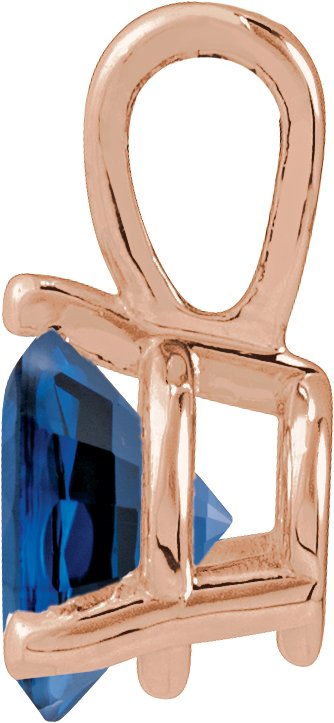14K Gold Round Lab-Grown Blue Sapphire Solitaire Necklace or Pendant - Rose Gold - view 5