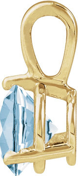 14K Gold Round Lab-Grown Aqua Sapphire Solitaire Necklace or Pendant II - Yellow Gold - view 4