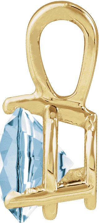 14K Gold Round Lab-Grown Aqua Sapphire Solitaire Necklace or Pendant II - Yellow Gold - view 4