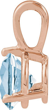 14K Gold Round Lab-Grown Aqua Sapphire Solitaire Necklace or Pendant II - Rose Gold - view 5