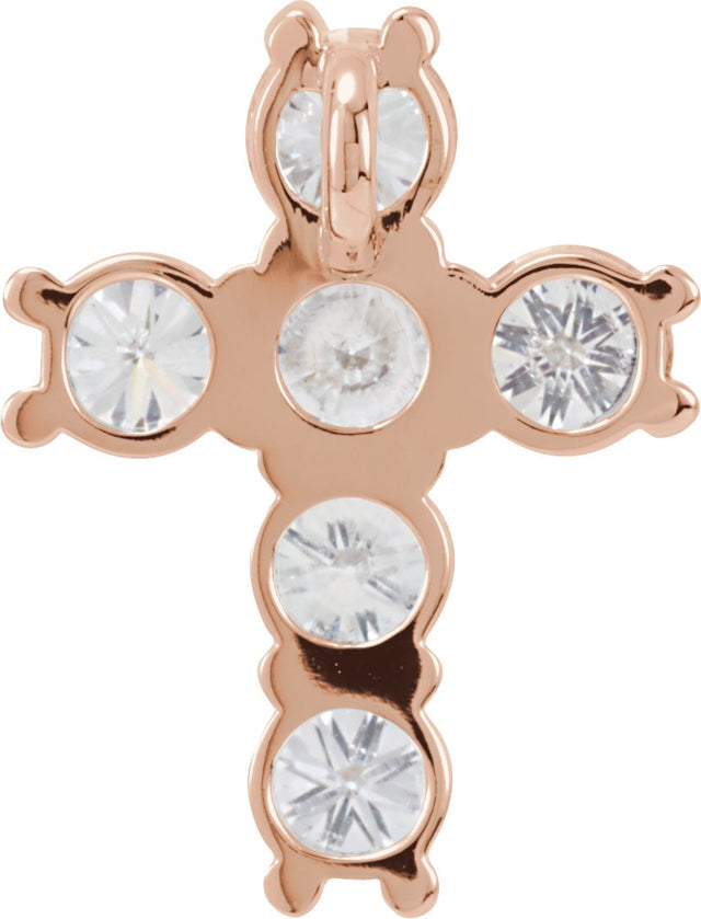 14K Gold Round Natural Diamond Cross Necklace or Pendant – up to 1 3/8 CTW - Rose Gold - view 6