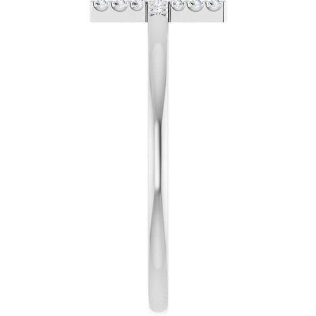 14K Gold Round Natural Diamond Sideways Cross Ring - White Gold - view 9