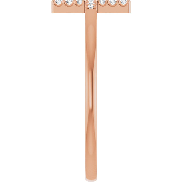 14K Gold Round Natural Diamond Sideways Cross Ring - Rose Gold - view 9