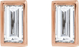 14K Gold Natural Diamond Straight Baguette Bezel-Set Stud Earrings – 2.5x1.5mm - Rose Gold - view 5