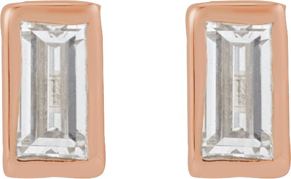 14K Gold Lab-Grown Diamond Straight Baguette Bezel-Set Stud Earrings – 3x1.5mm - Rose Gold - view 5
