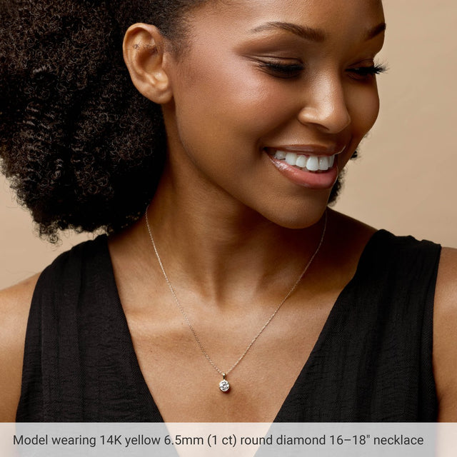 14K Gold Round Natural Diamond Bezel-Set Solitaire Necklace or Pendant – up to 0.06 CTW - Rose Gold - view 8
