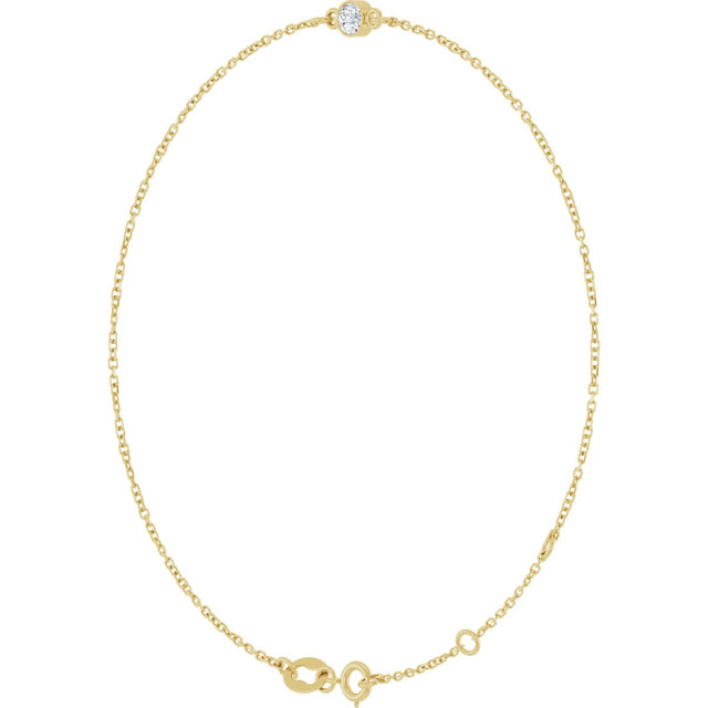 14K Gold Round Natural Diamond Bezel-Set Link Bracelet – 8.7x4.8mm - Yellow Gold - view 8