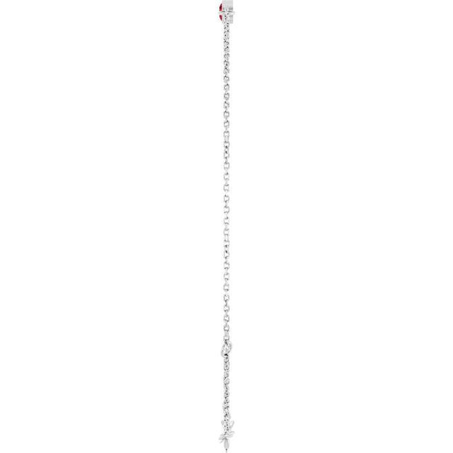 14K Gold Round Lab-Grown Ruby Bezel-Set Link Bracelet - White Gold - view 9