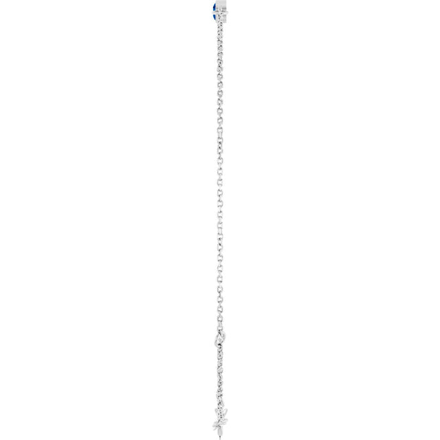 Platinum Round Natural Blue Sapphire Bezel-Set Link Bracelet - view 13
