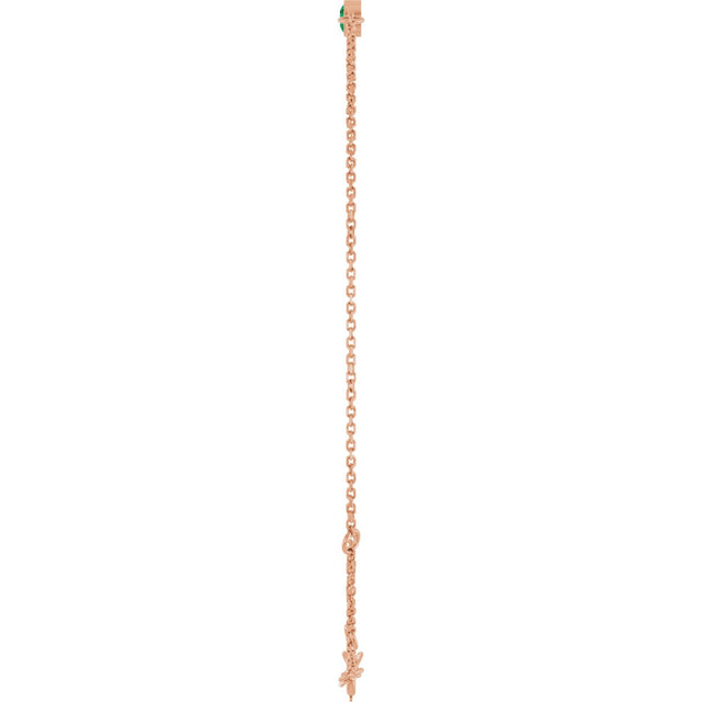 14K Gold Round Lab-Grown Emerald Bezel-Set Link Bracelet - Rose Gold - view 13