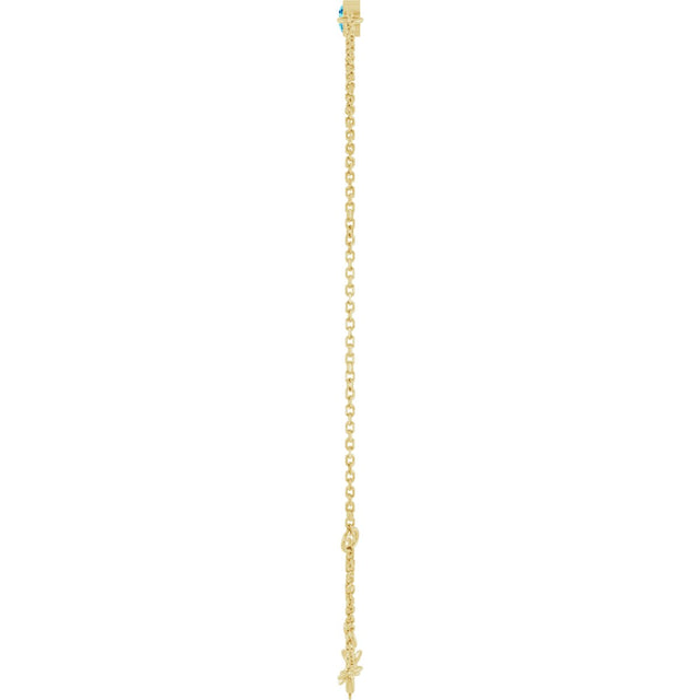 14K Gold Round Natural Blue Zircon Bezel-Set Link Bracelet - Yellow Gold - view 9