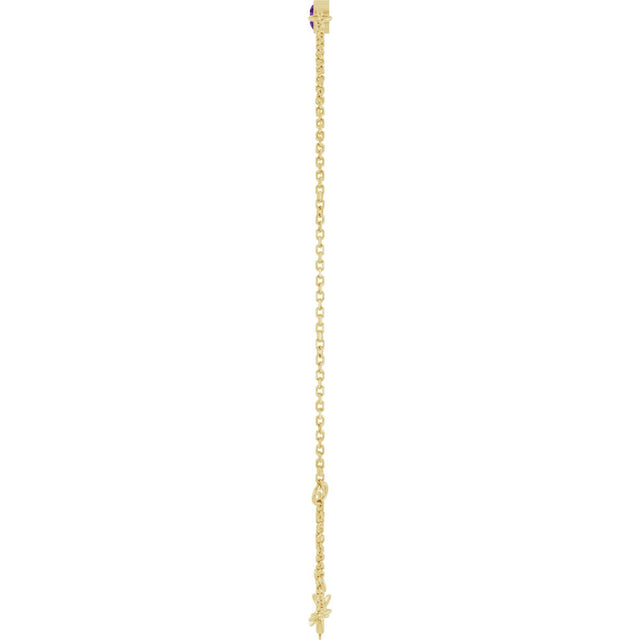 14K Gold Round Natural Amethyst Bezel-Set Link Bracelet - Yellow Gold - view 9