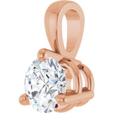14K Gold Round Lab-Grown Diamond Solitaire Necklace or Pendant - Rose Gold - view 6