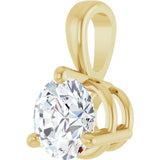 14K Gold Round Lab-Grown Diamond Solitaire Necklace or Pendant - Yellow Gold - view 5