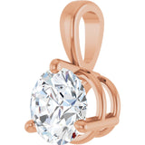 14K Gold Round Lab-Grown Diamond Solitaire Necklace or Pendant - Rose Gold - view 5