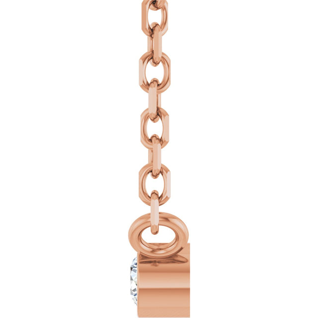 14K Gold Round Natural Diamond Bezel-Set Solitaire Necklace – up to 0.015 CTW - Rose Gold - view 6