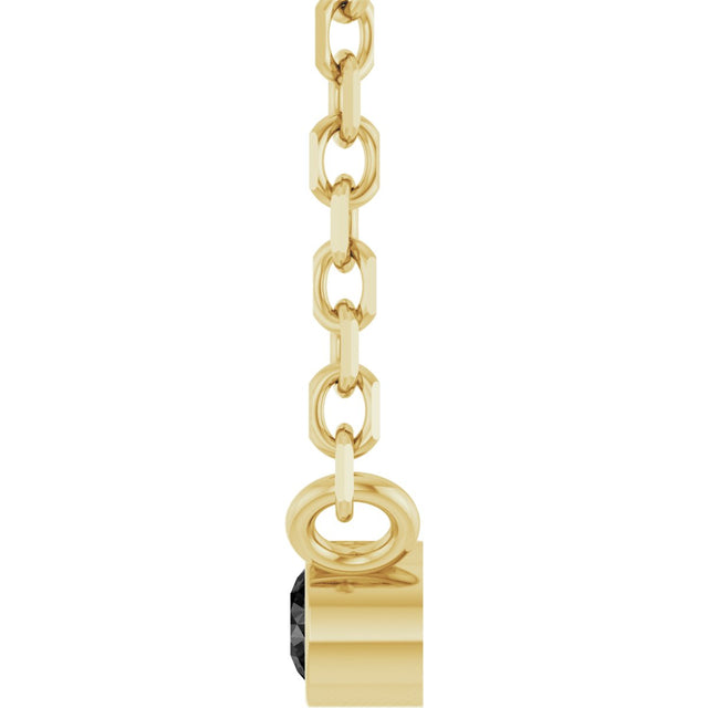 14K Gold Round Natural Black Diamond Bezel-Set Solitaire Necklace - Yellow Gold - view 6